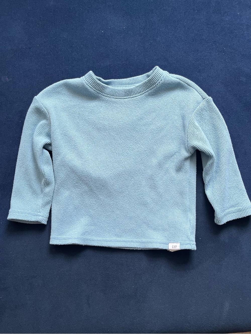 GAP Kids Waffle Knit Long-Sleeve Top in Light Blue